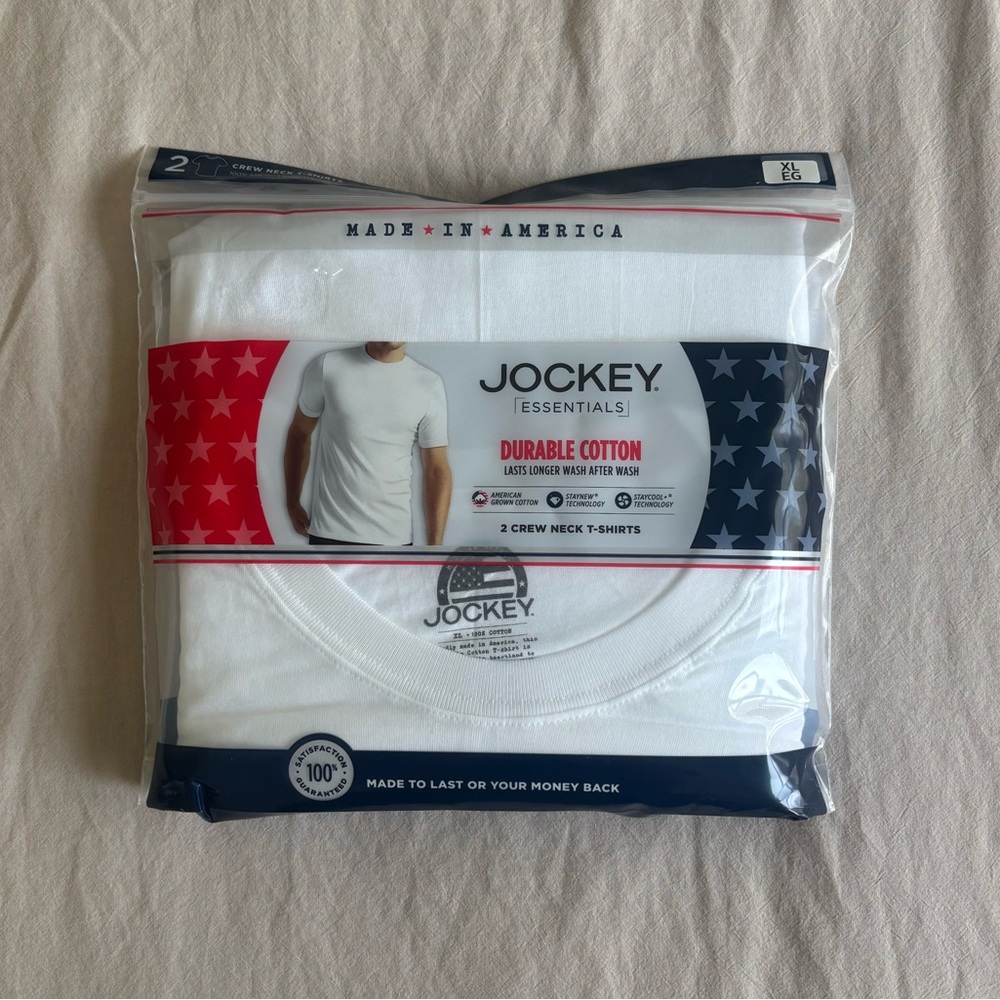 Jockey Essentials Made in America 100% Cotton Short Sleeve Crew Neck T-shirt 2pc